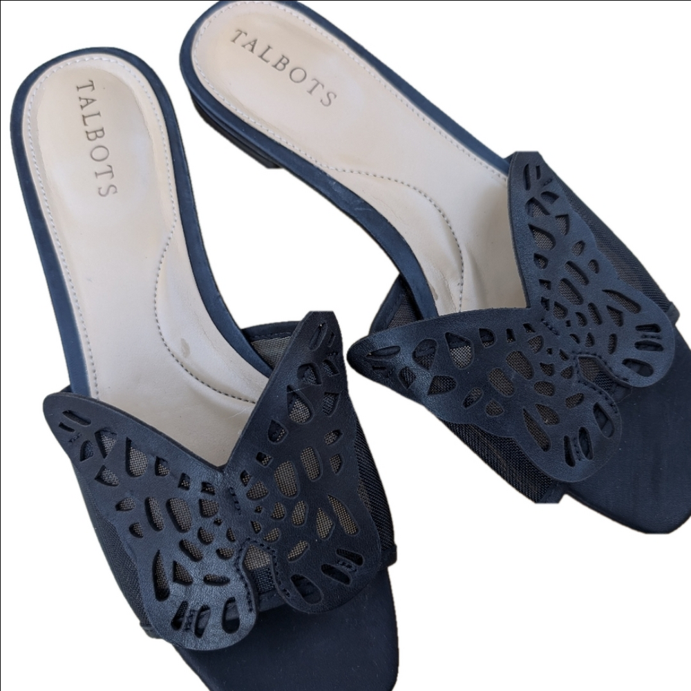 Talbot's Black BUTTERFLY NAPPA SLIDES